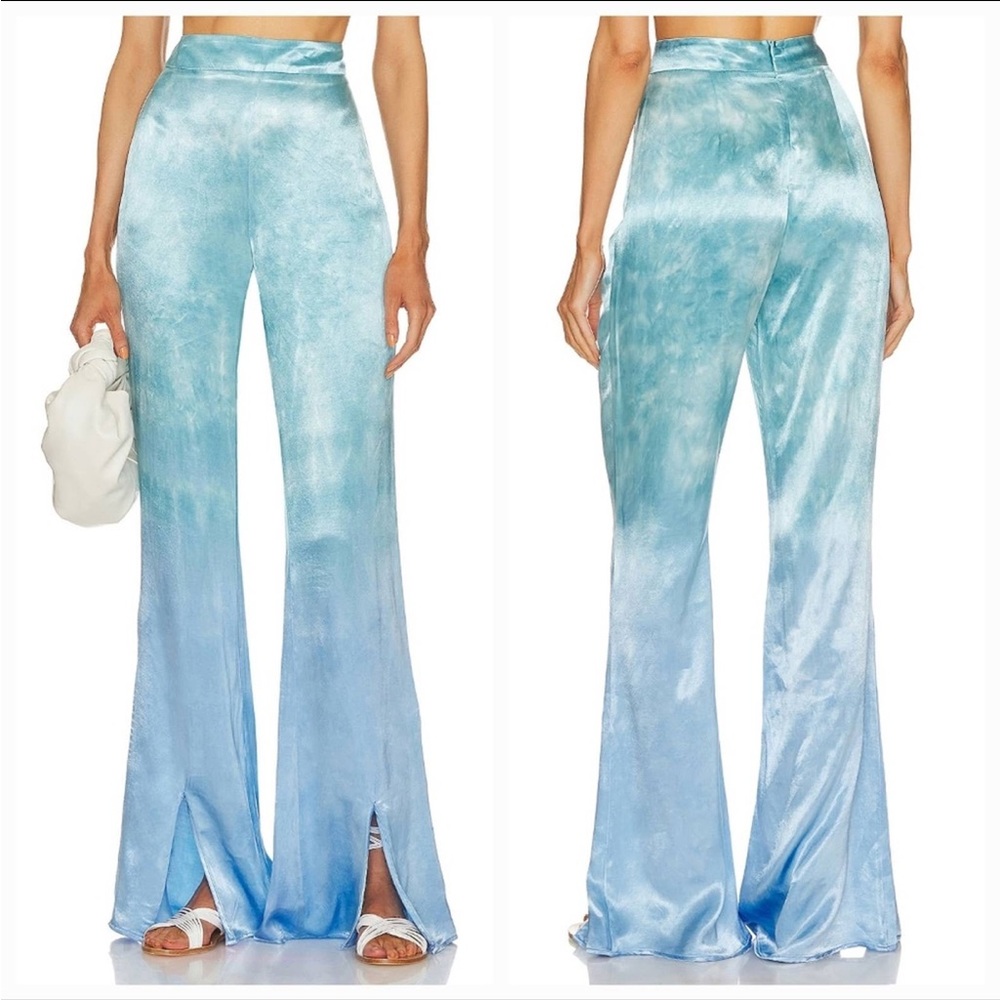 NWT Rays for Days pants Satin ombré‎ high waist aqua blue festival ($146) XS L